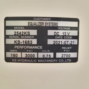 EQ Systems Replacement Hydraulic Pump #2542ks Label
