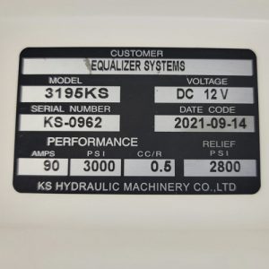 EQ Systems Replacement Hydraulic Pump #3195ks Label
