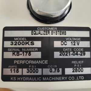 EQ Systems Replacement Hydraulic Pump #3200ks Label