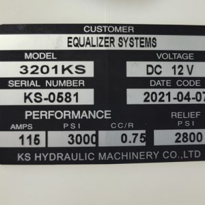 EQ Systems Replacement Hydraulic Pump #3201ks Label